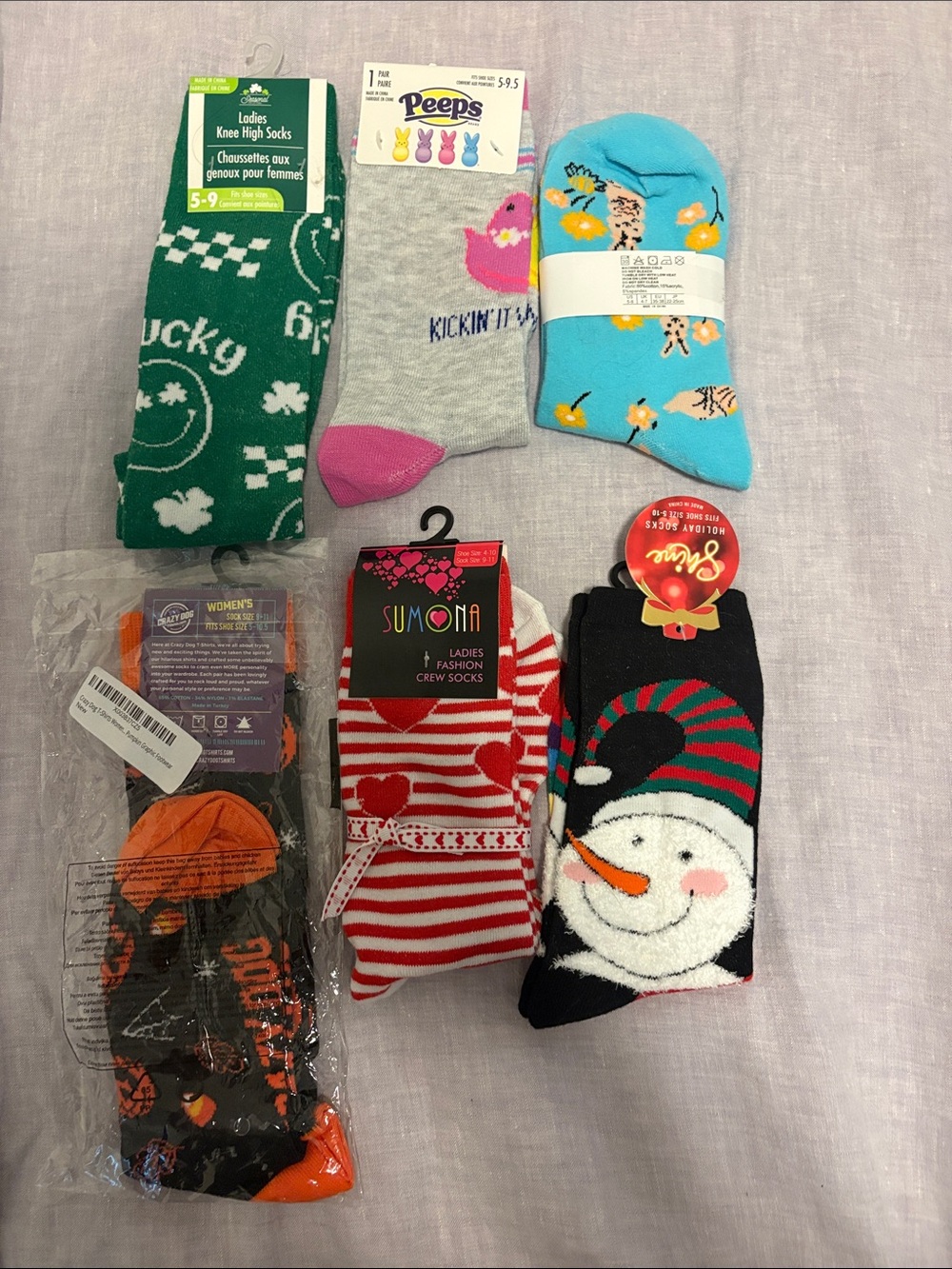 Set of 6 pair of Novelty Womens Socks